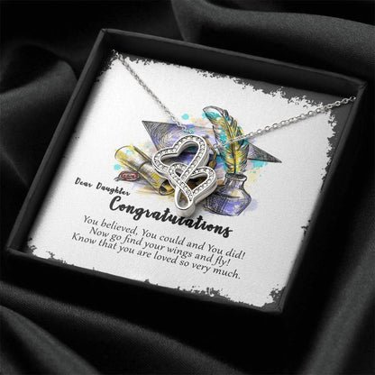 For Graduate Double Hearts Necklace