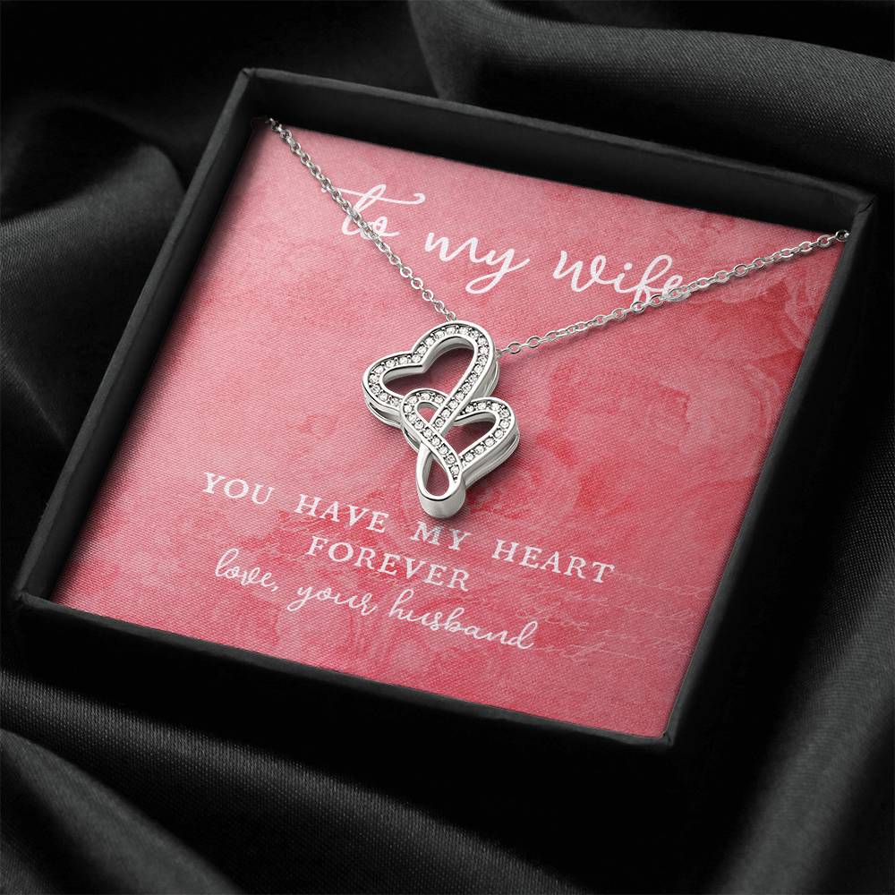 To Wife From Husband  Valentine's Day Anniversary Romantic Gift For Her Double Hearts Necklace