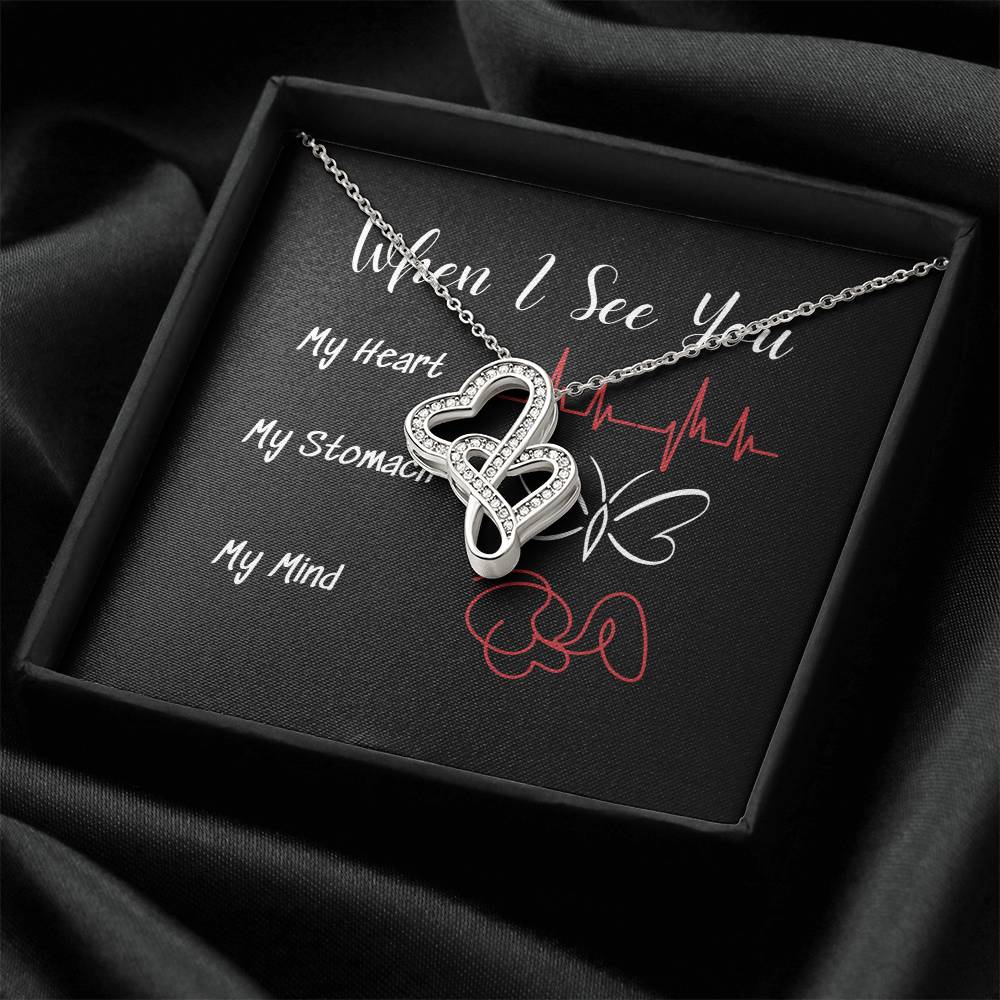 When I See You - Engagement Gift Anniversary Gift Gift For Her Double Hearts Necklace