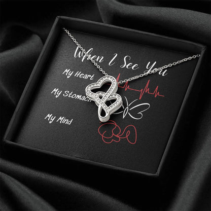 When I See You - Engagement Gift Anniversary Gift Gift For Her Double Hearts Necklace