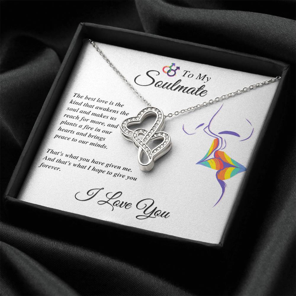 Double Hearts Pendant Gift - To My Soulmate - Love Is Love Double Hearts Necklace
