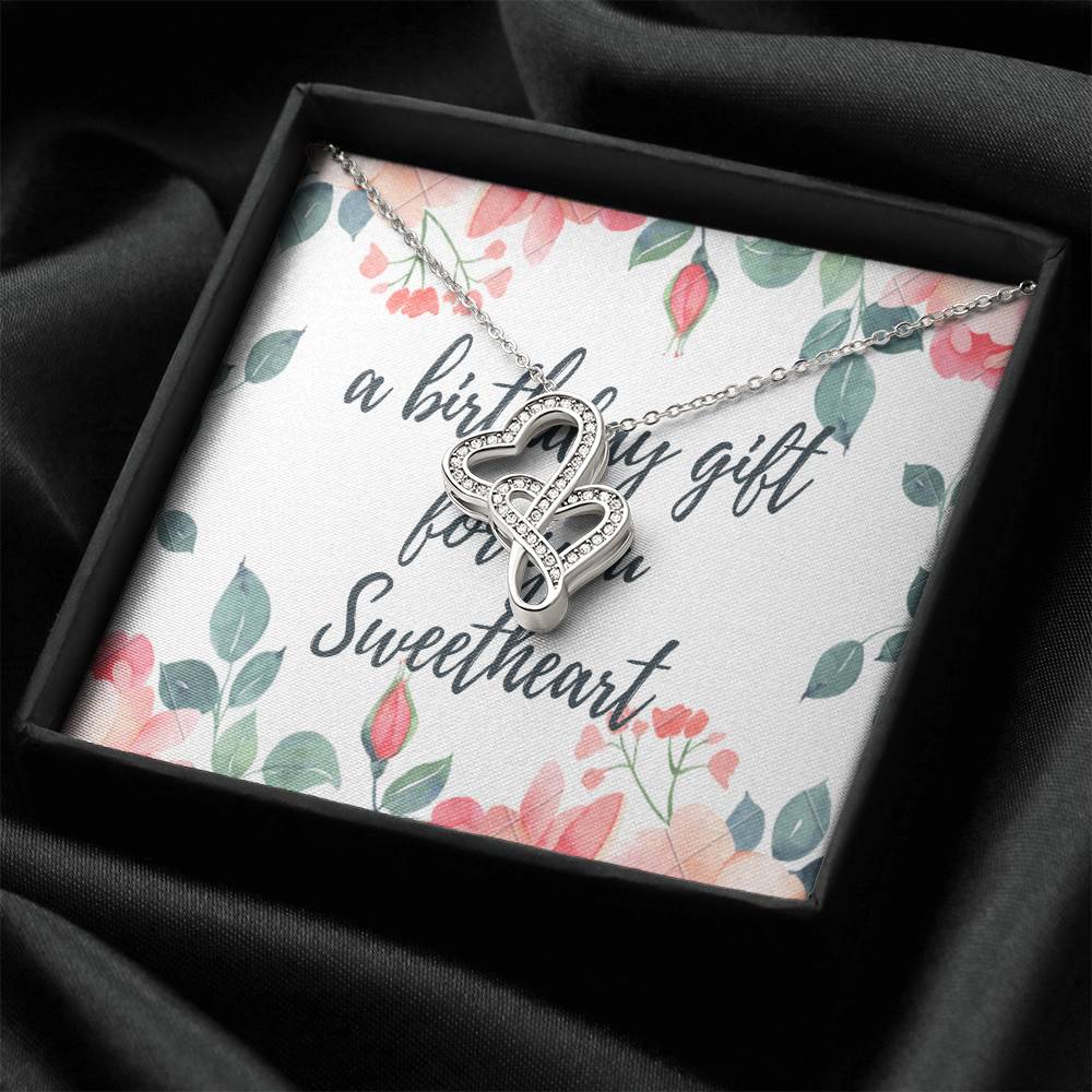 A Houble Hearts Necklace Adding Charm To Her Appearance Special Gift. Double Hearts Necklace