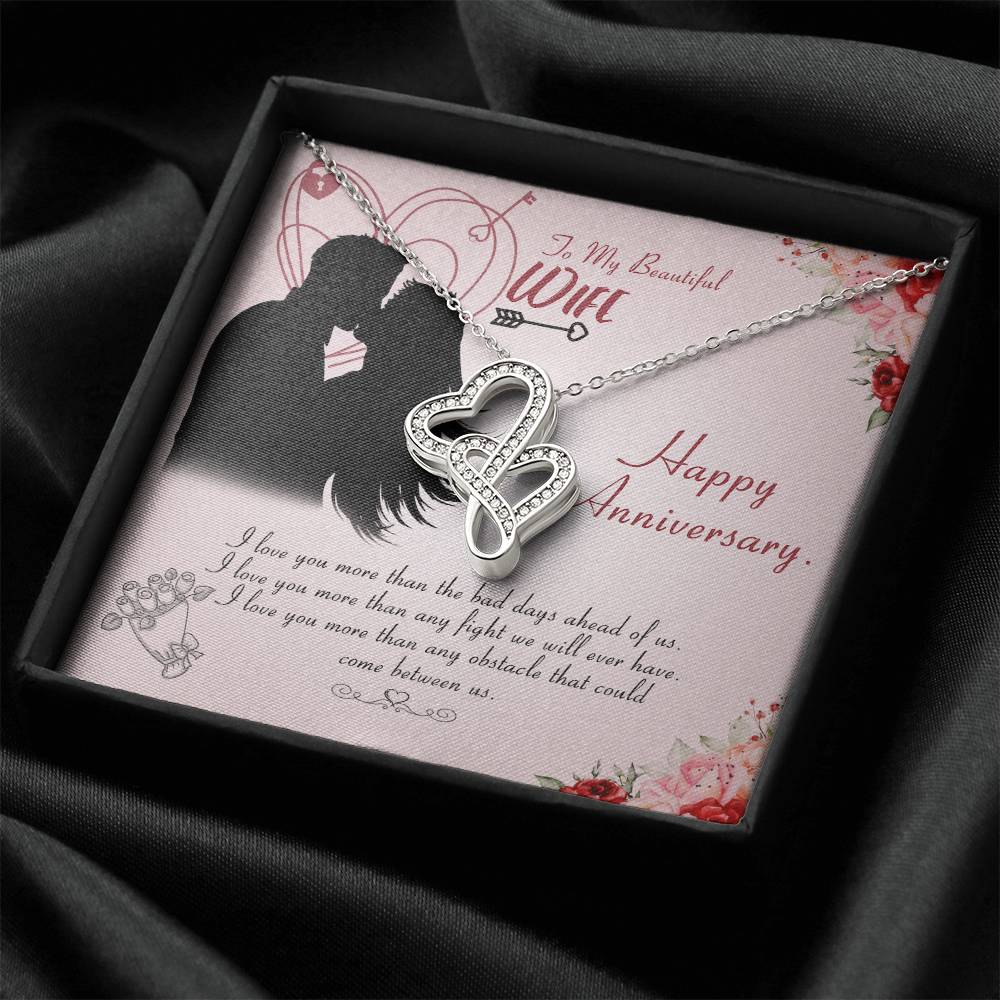Anniversary Gift For Wife From Husband Double Hearts Necklace