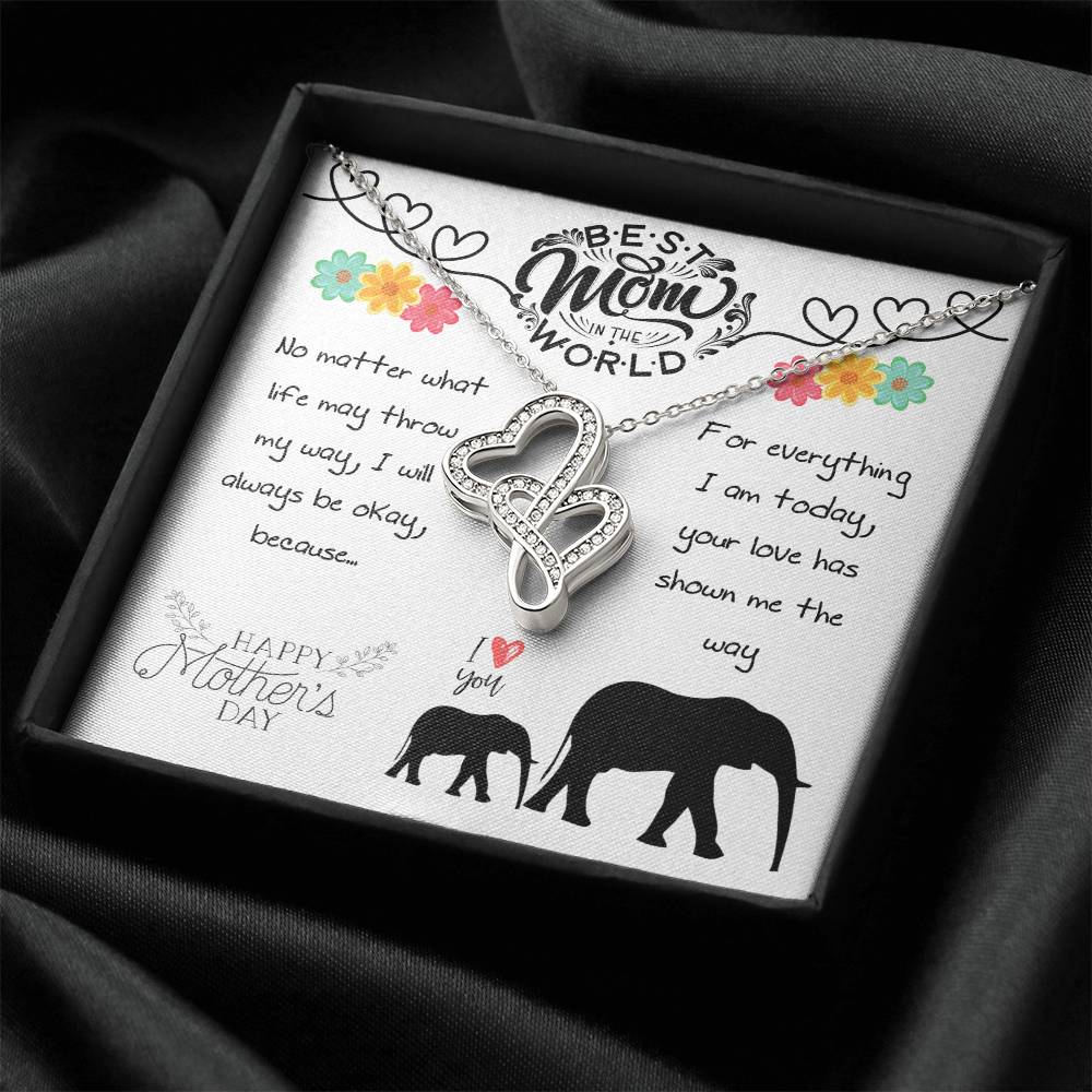 Best Mom In The World Happy Mother's Day Double Hearts Necklace