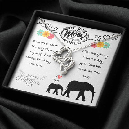 Best Mom In The World Happy Mother's Day Double Hearts Necklace