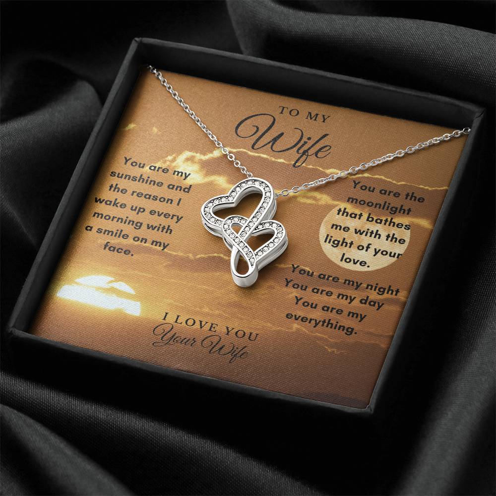 To My Wife- 'You Are My Everything' Your Wife Double Hearts Necklace