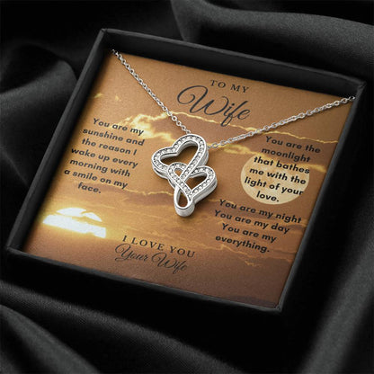 To My Wife- 'You Are My Everything' Your Wife Double Hearts Necklace