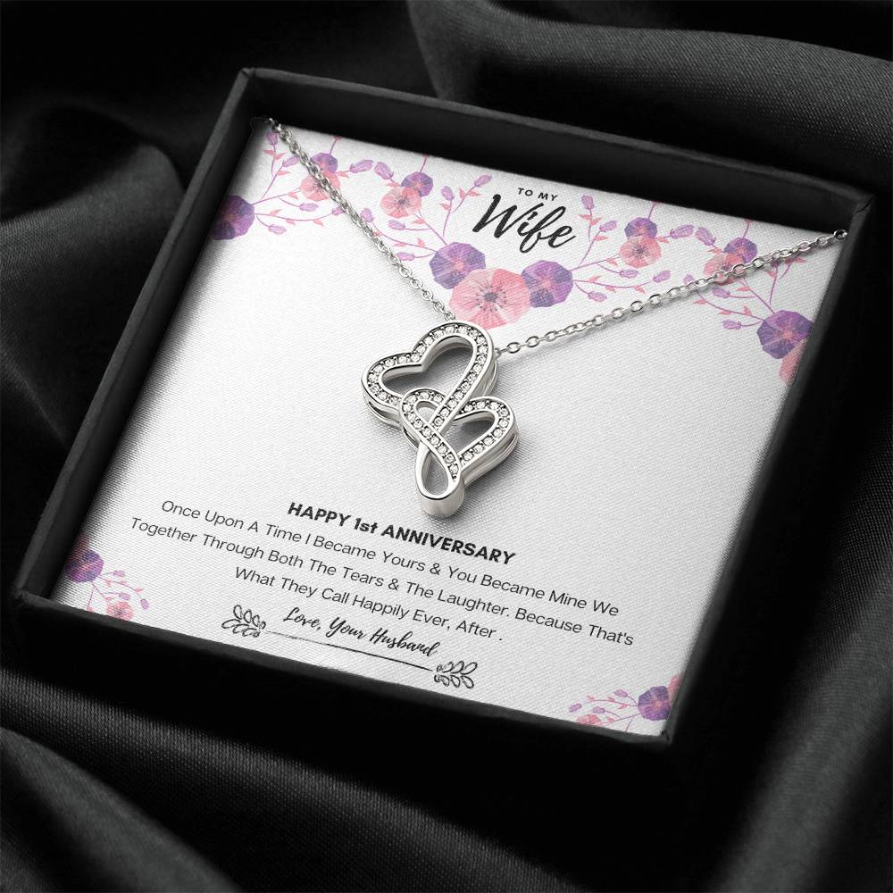 Wedding Anniversary Gift For Wife Double Hearts Necklace
