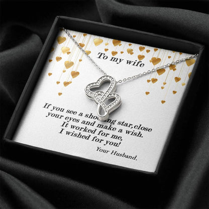 To My Wife Necklace - Anniversary Gift For Wife Birthday Gift For Wife Gift For Wife Necklace For Wife Gift For Wife B 4 Double Hearts Necklace