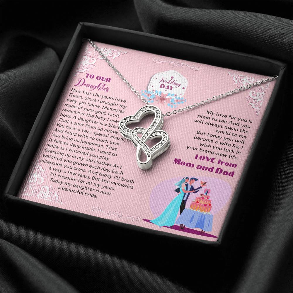 For Your Daughter On Special Wedding Day Double Hearts Necklace