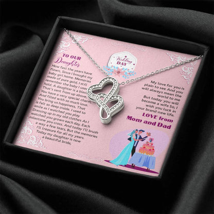 For Your Daughter On Special Wedding Day Double Hearts Necklace