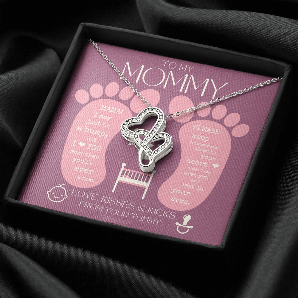 Baby Shower Gift  Gift For Pregnant Wife  Mom To Be Gift  New Mommy Necklace  To Mommy To Be  New Mom Jewelry  Badass  Double Hearts Necklace