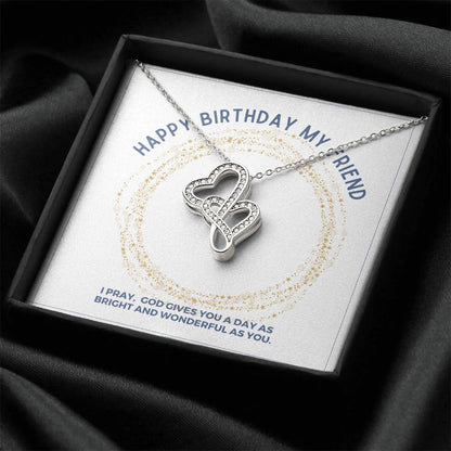 Best Friend Birthday Gift Double Hearts Necklace
