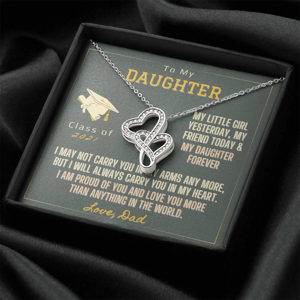 Daughters Graduation Necklace Double Hearts Necklace