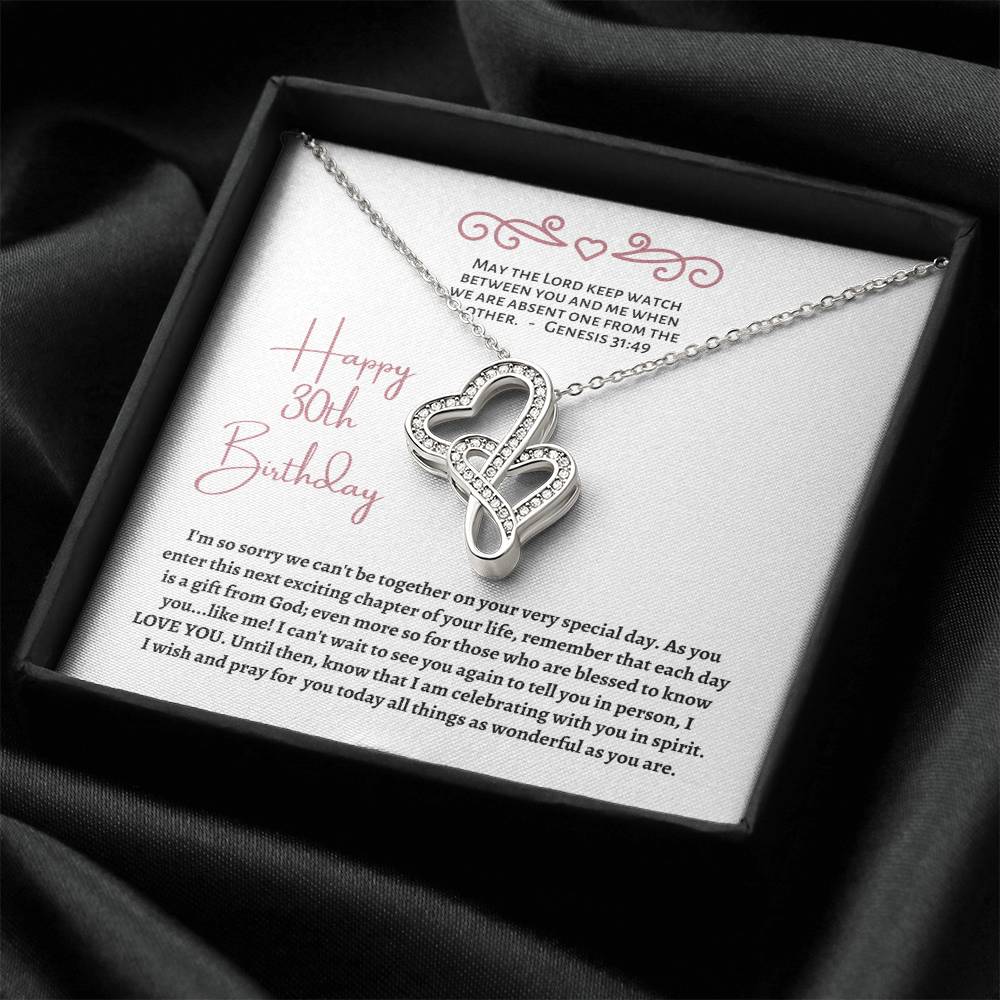 30Th Birthday Gift For Best Friend Double Heart Necklace Long Distance Birthday Gift For Christian Woman Turning 30 Gi Double Hearts Necklace