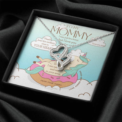 Baby Shower Gift  New Mommy Necklace  Pregnant Wife Gift  I May Just Be A Bump But I Love You  To Mummy From Bump  To  1 Double Hearts Necklace