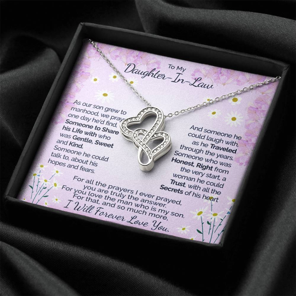 A Gift For Daughter In Law  - You Are Truly The Answer 3 Double Hearts Necklace