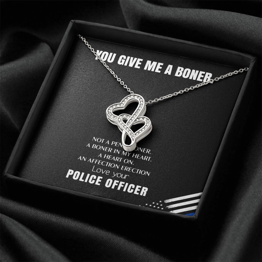 You Give Me A Heart Boner An Affection Erection  Funny & Sarcastic Love For Her Mature Gag Gif 2 Double Hearts Necklace