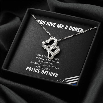 You Give Me A Heart Boner An Affection Erection  Funny & Sarcastic Love For Her Mature Gag Gif 2 Double Hearts Necklace