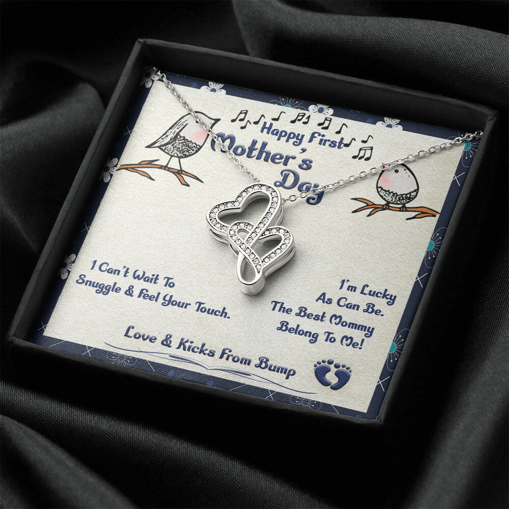 For Mommy Beautiful Mother's Day Gift Double Hearts Necklace