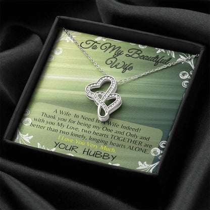 For My Beautiful Wife - The  Double Hearts Necklace