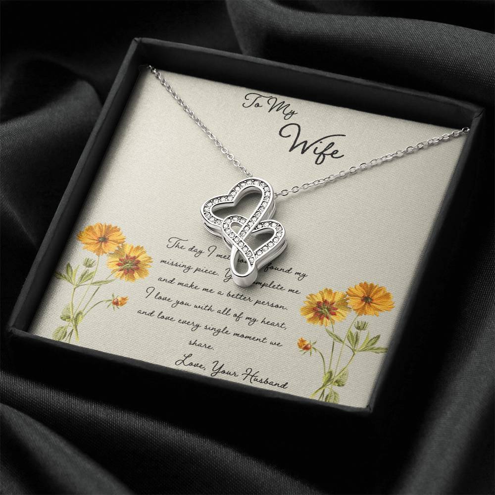 To My Wife The Day I Met You Double Hearts Necklace