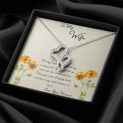To My Wife The Day I Met You Double Hearts Necklace