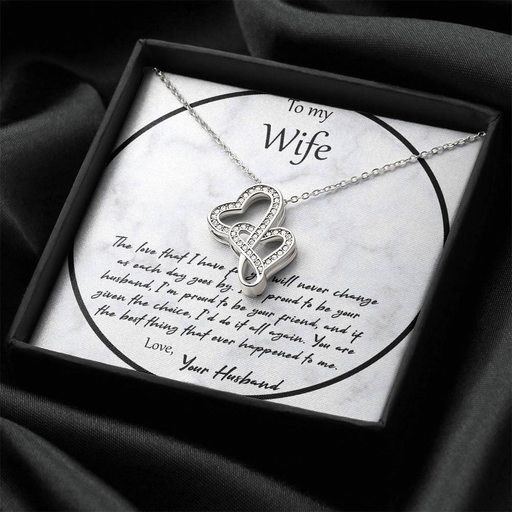 To My Wife The Love That I Have For You - White Double Hearts Necklace