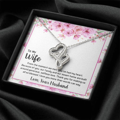 To My Wife From The Moment We Met  Double Hearts Necklace