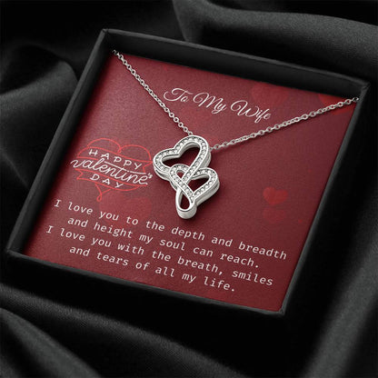 To My Wife- I Love You With All Of My Life Double Hearts Necklace