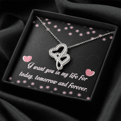 Gift For Girlfriend Double Hearts Necklace