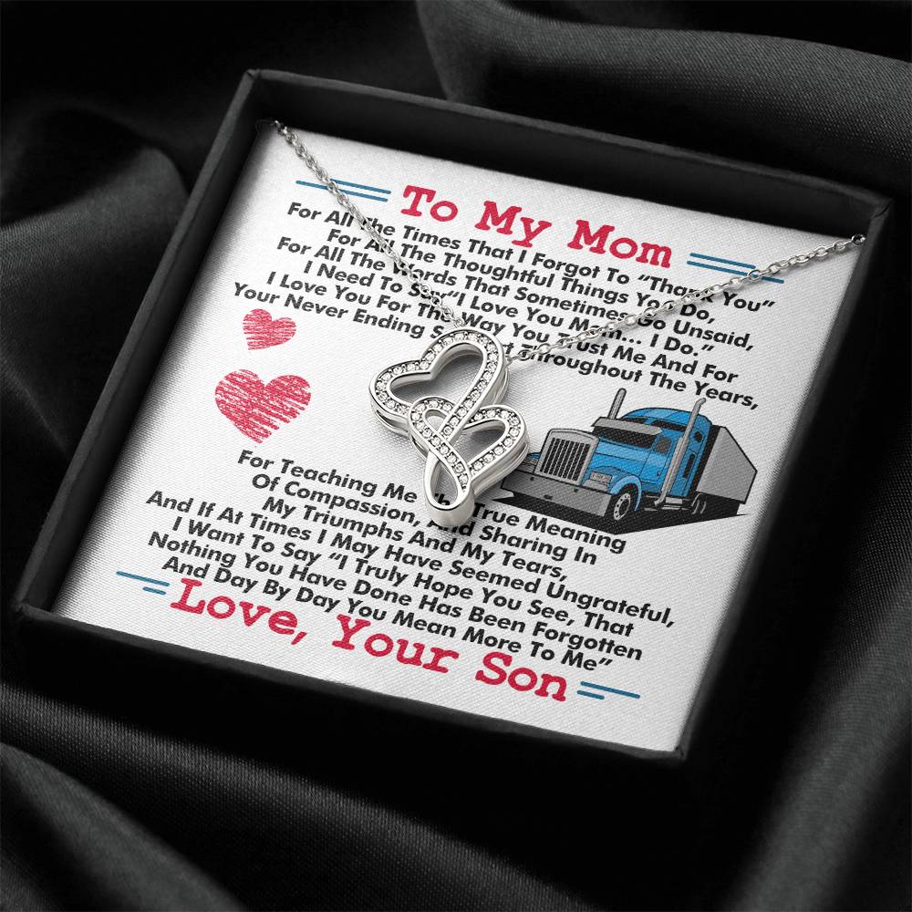 Trucker's Mom -  Double Hearts Necklace