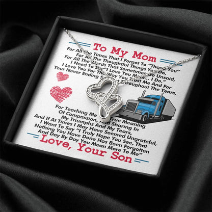 Trucker's Mom -  Double Hearts Necklace