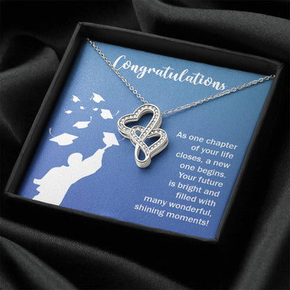 Congratulations Class Of 2021 Double Hearts Necklace