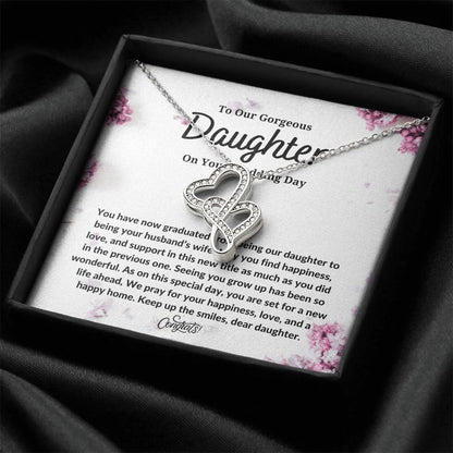 Daughter On Wedding Day - Double Hearts Double Hearts Necklace
