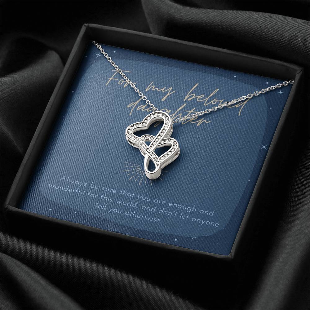 For My Beloved Daughter Double Hearts Necklace