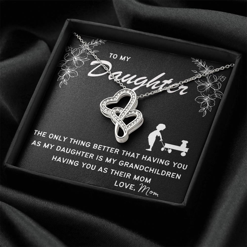 Forever Love Necklace. Perfect Gift For Your Daughter. Double Hearts Necklace