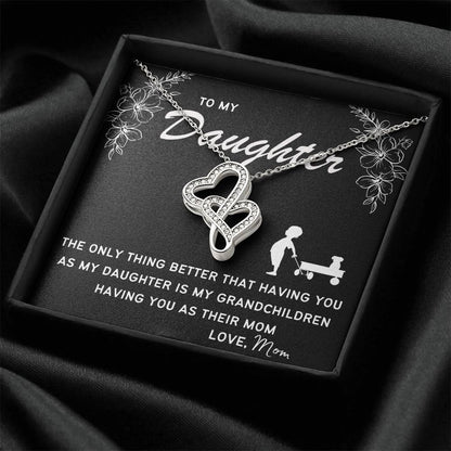 Forever Love Necklace. Perfect Gift For Your Daughter. Double Hearts Necklace