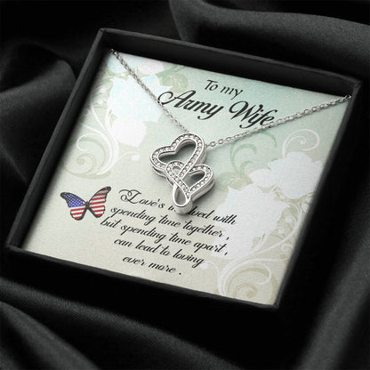 Army Wife Double Hearts Necklace