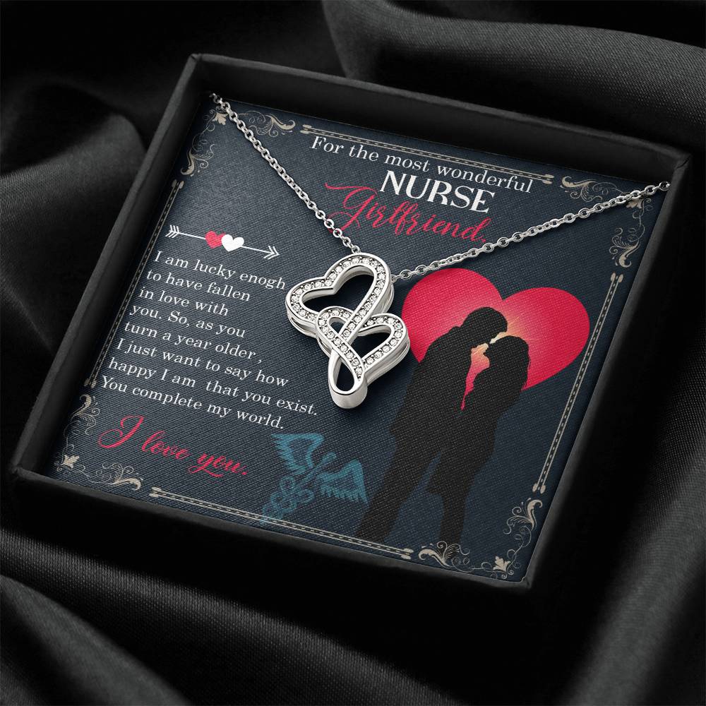 For The Most Wonderful Nurse Girlfriend -  Double Hearts Necklace