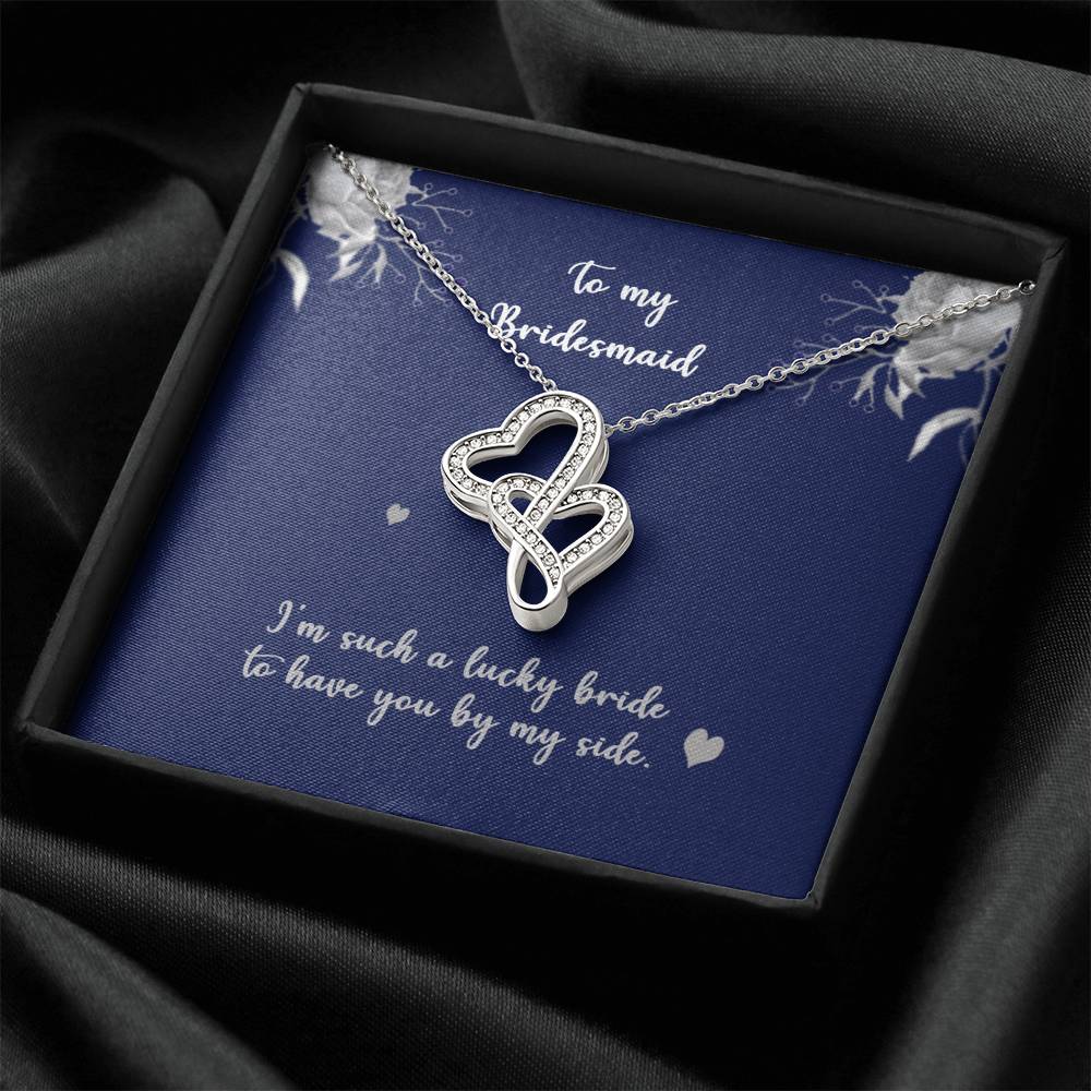 Bridesmaid Lucky Bride Double Hearts Double Hearts Necklace