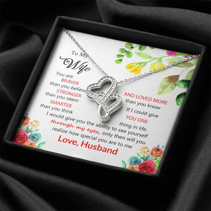 To My Wife Double Hearts Beautiful  Necklace Gift For Wife Husband Gift  From Wifelove Your Husbnad. Double Hearts Necklace