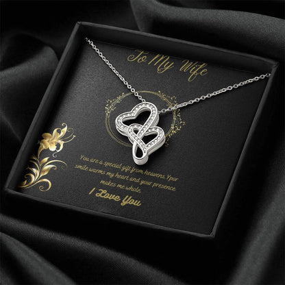 To My Wife Necklacegift Form Husband To Wife. Anniversary Gift From Husband To Wife. Birthday Gift For Wife. Gift For  Double Hearts Necklace