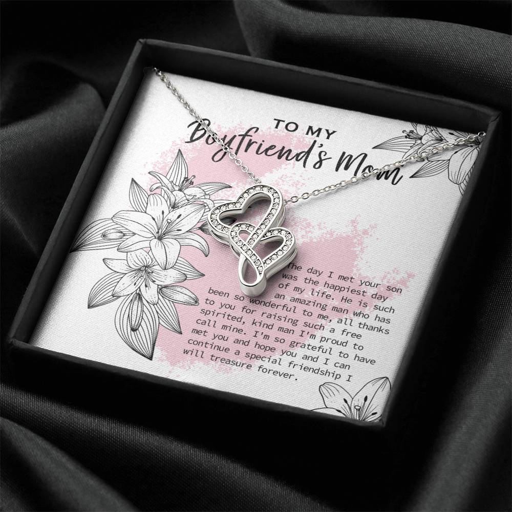 Gift For Boyfriend's Mom To My Boyfriend's Mom Boyfriend's Mom Gift Mother's Day Gift Birthday Gift To Boyfriend's Mom Double Hearts Necklace