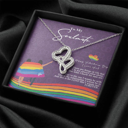 Valentine's Gift To My Soulmate Double Hearts Necklace