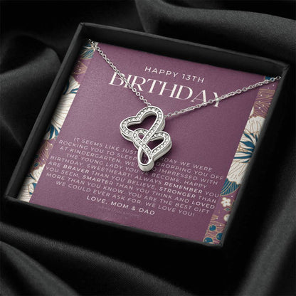 Gift For 13 Year Old Girl Gifts 13Th Birthday Girl 13Th Birthday Gift Thirteenth Birthday Necklace Teen Birthday Gift  Double Hearts Necklace