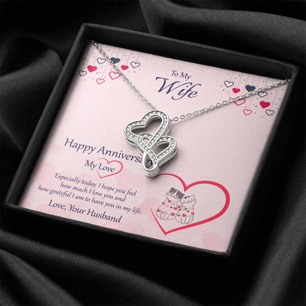 Best Anniversary Gift For Wife Double Hearts Necklace