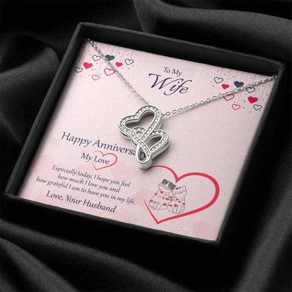 Best Anniversary Gift For Wife Double Hearts Necklace