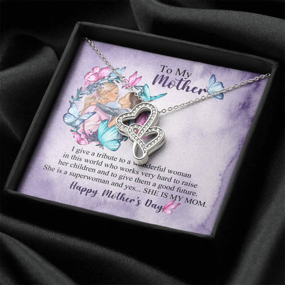 Birthday Gift For Mother Mother Gift Necklace Christmas Gift Meaningful Mother Gift 3 Double Hearts Necklace