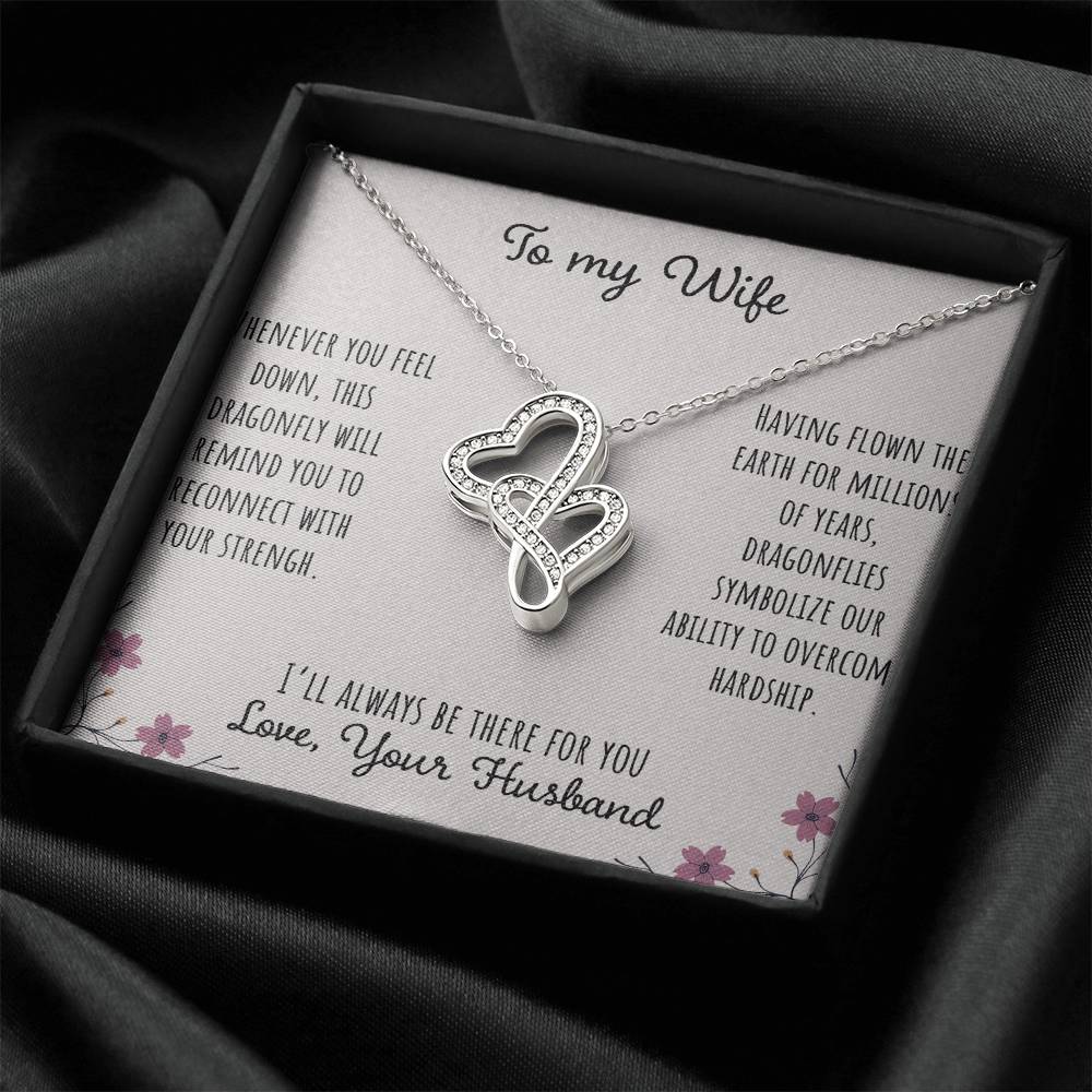 To My Wife Whenever You Feel Down - Love Husband Double Hearts Necklace